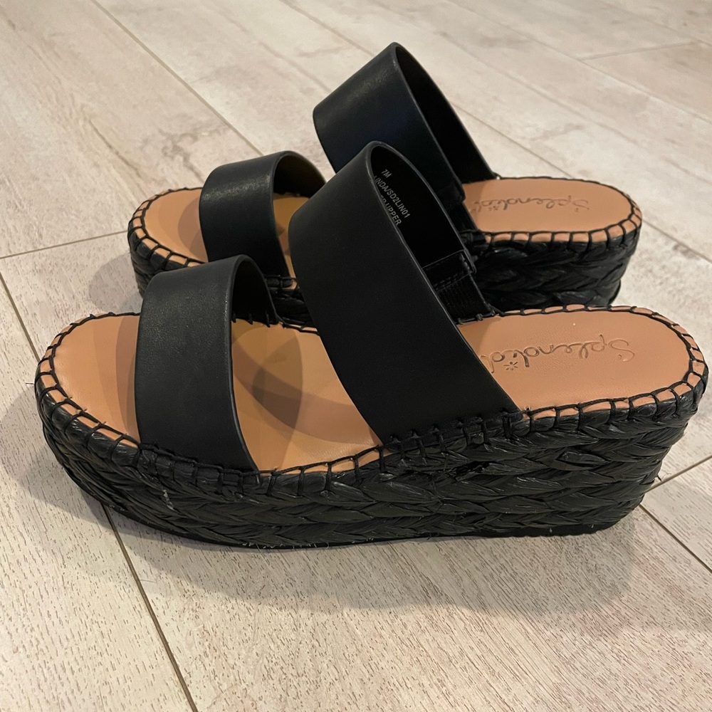 Splendid brand black espadrille wedges.